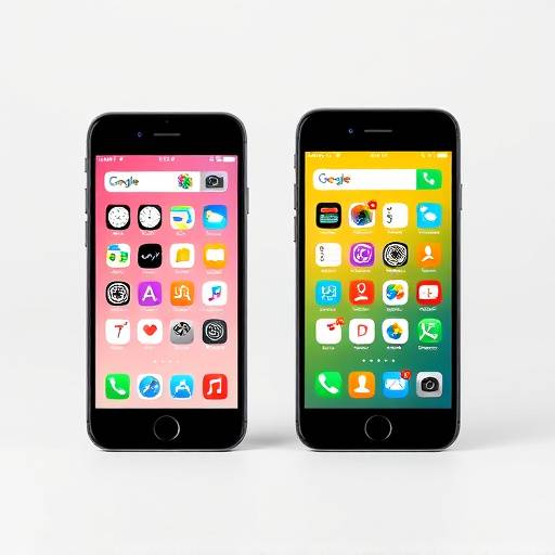 Dois smartphones mostrando aplicativos idênticos em iOS e Android, ambos construídos com React Native