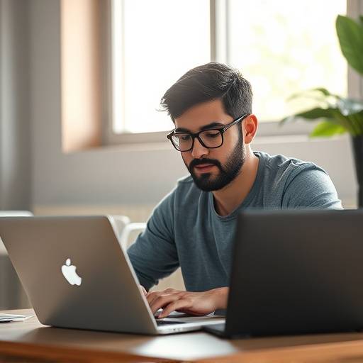 Foto de Rafael Costa, aluno atual da CodeCrafters Brasil, trabalhando em um laptop