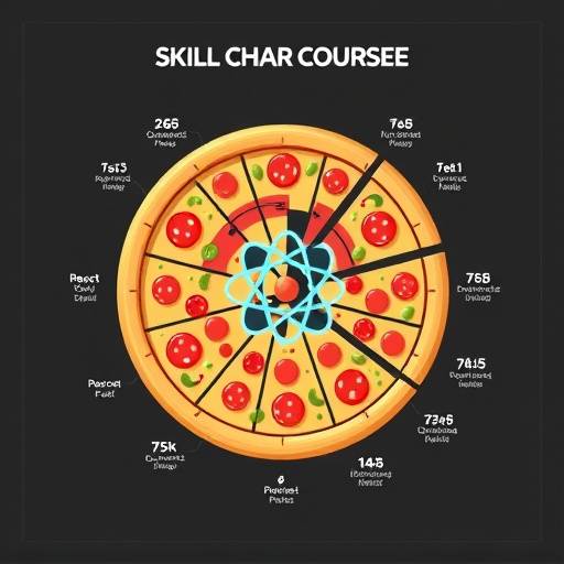 Gráfico de pizza mostrando a distribuiäão de habilidades dos alunos em React após a conclusão do curso